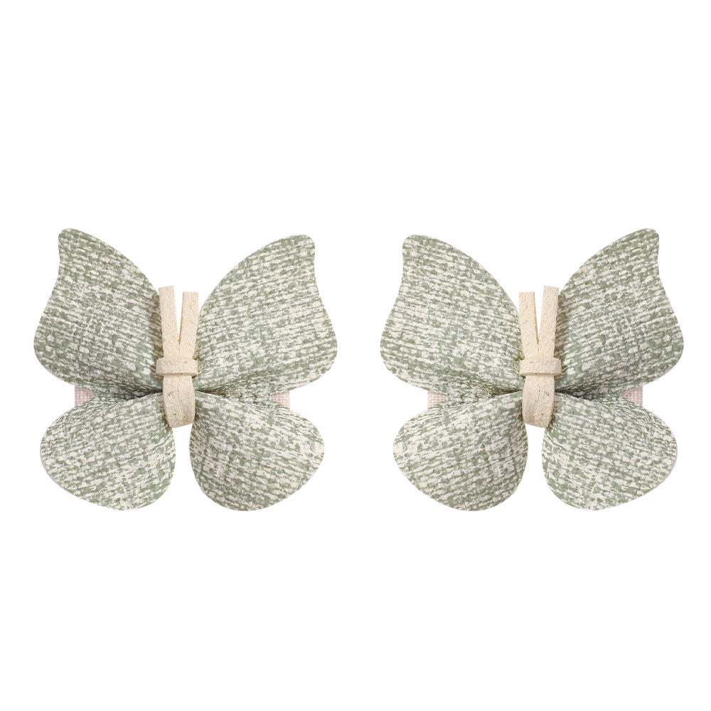 Wholesale PU Leather Handmade Butterfly Hairpin Retro